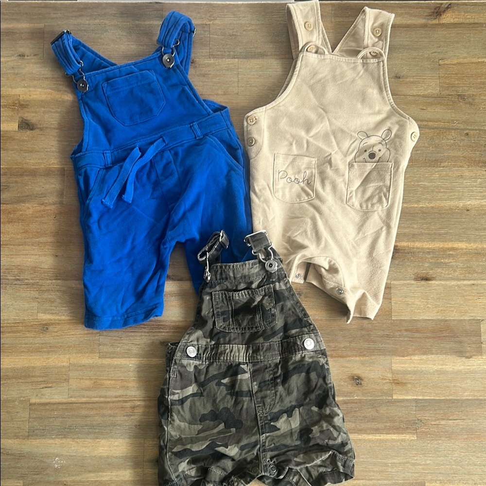 Kids Overalls Set - Blue, Tan, and Camouflage